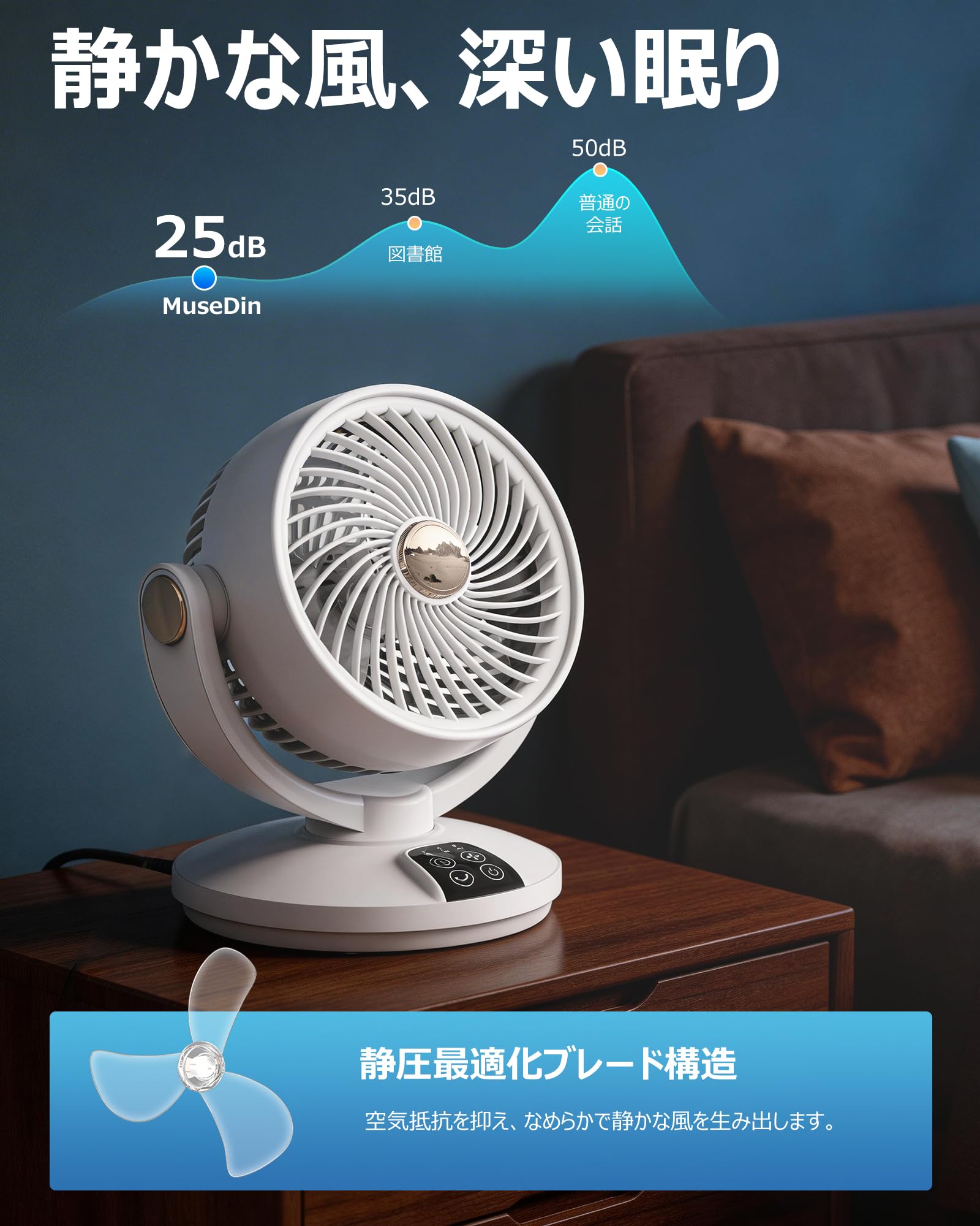 Amazon | サーキュレーター 静音 DCモーター 30畳 (換気/空気循環